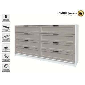 Kомод Тренд КТ-К197 (Белый ЛДСП/ Луна ЛМДФ) Ш1965 В1020 Г451